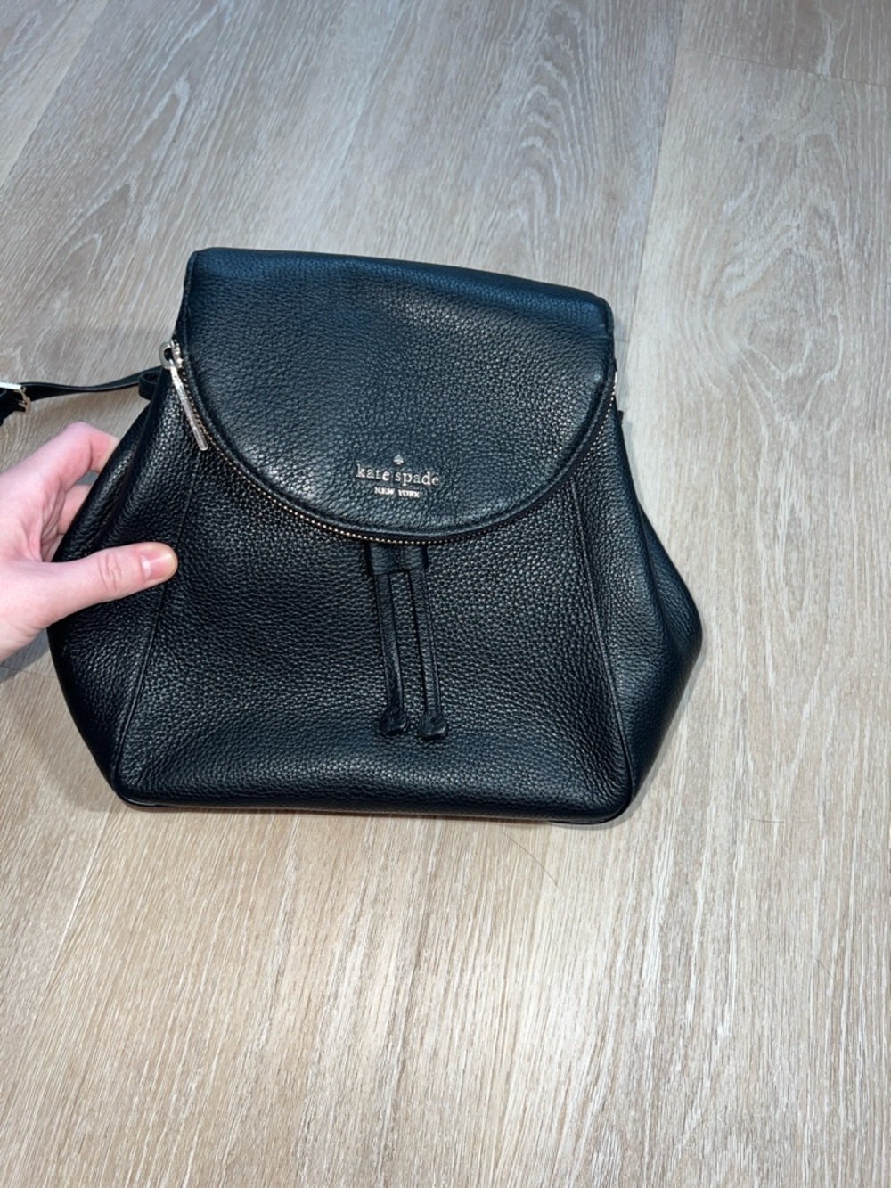 kate spade Black Pebbled Leather Backpack Crossbody